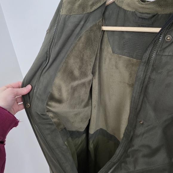 L.L Bean Quilted Down Coat Size Small Petite Green Jacket - Picture 7 of 10